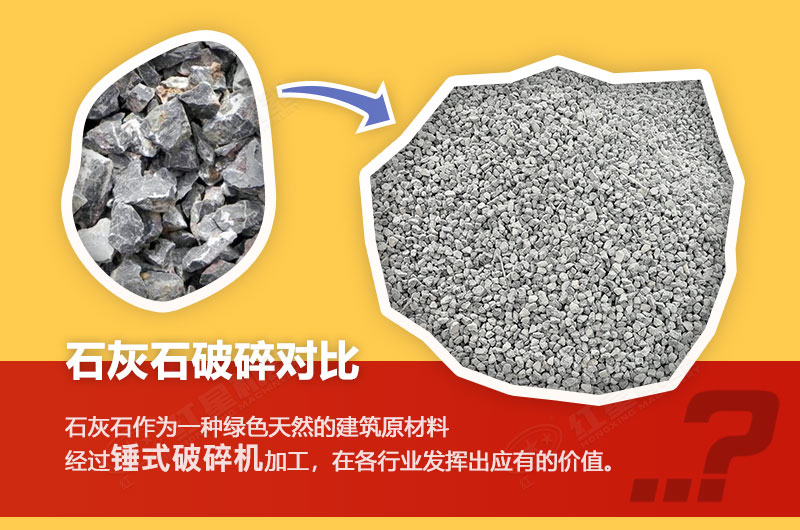 锤式破碎机加工石灰石前后对比图